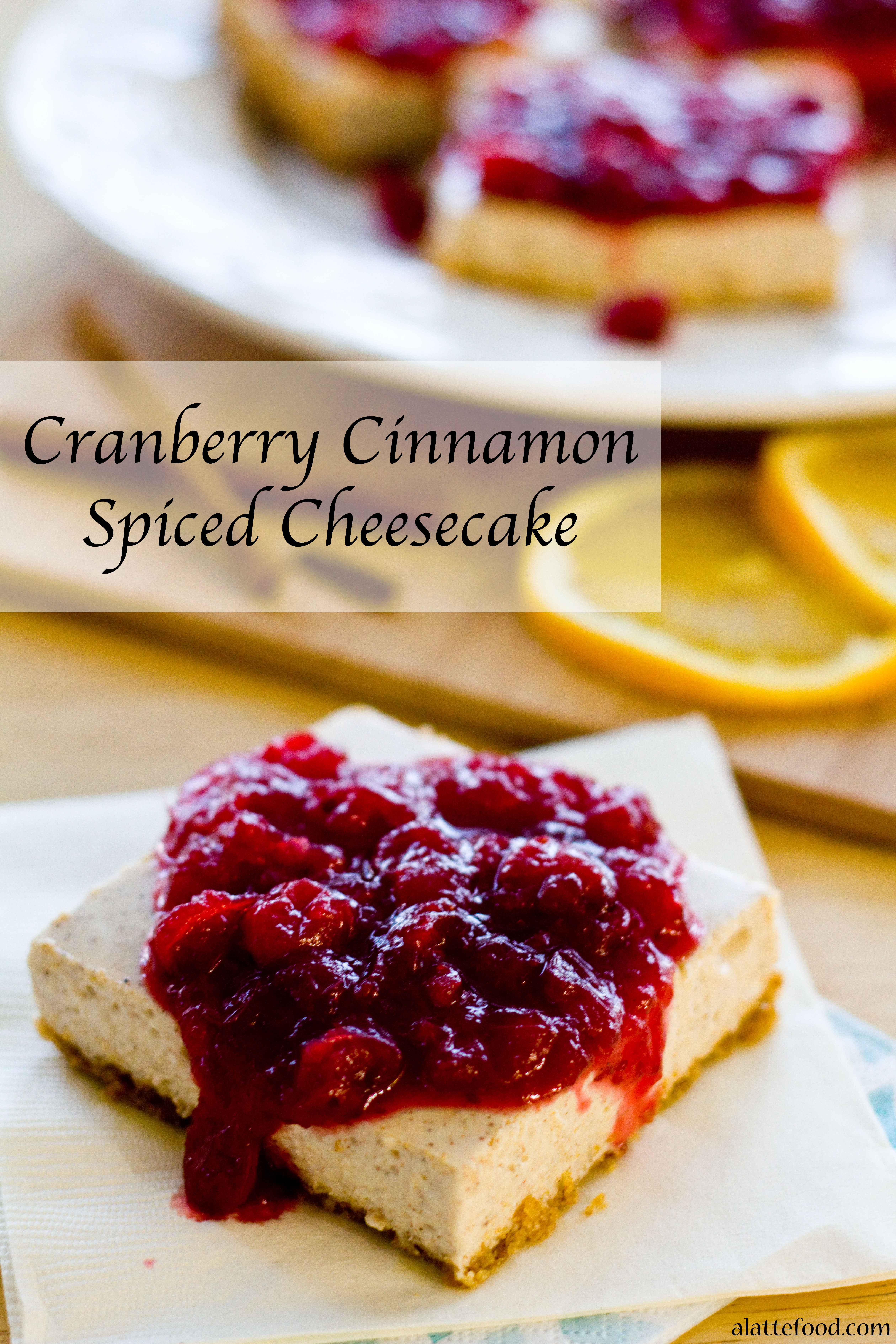 CRANBERRY CINNAMON SPICED CHEESECAKE BARS