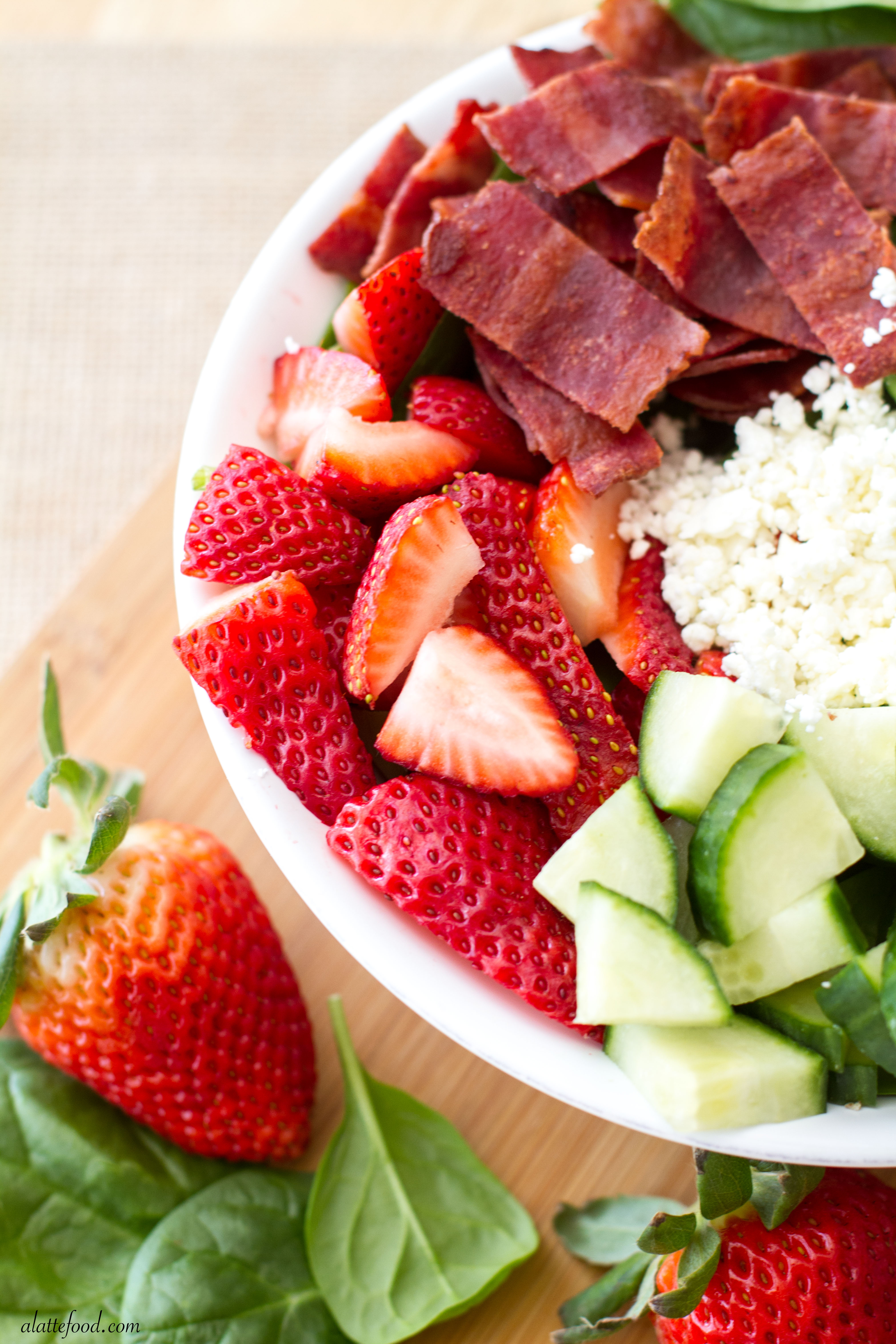 Strawberry, Avocado, & Bacon Spinach Salad