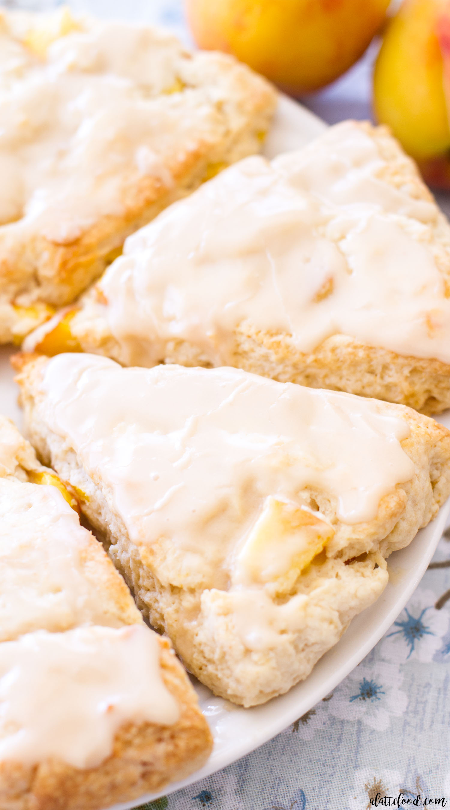 Peach Pie Scones with a Vanilla Glaze