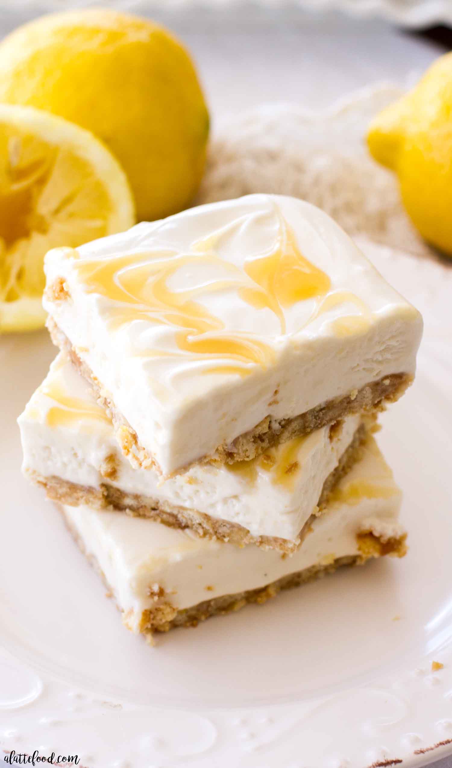 { Lighter } No Bake Lemon Cheesecake Bars-image