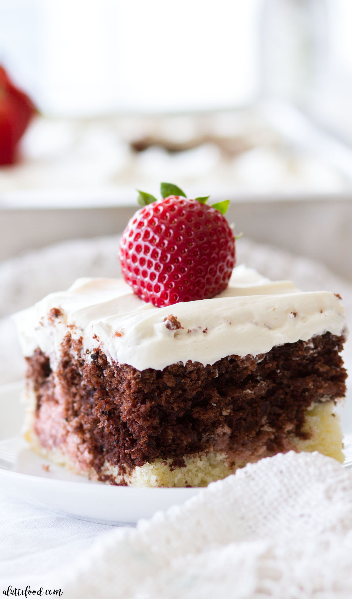 Neapolitan Sheet Cake with Whipped Cream Cheese Frosting-image