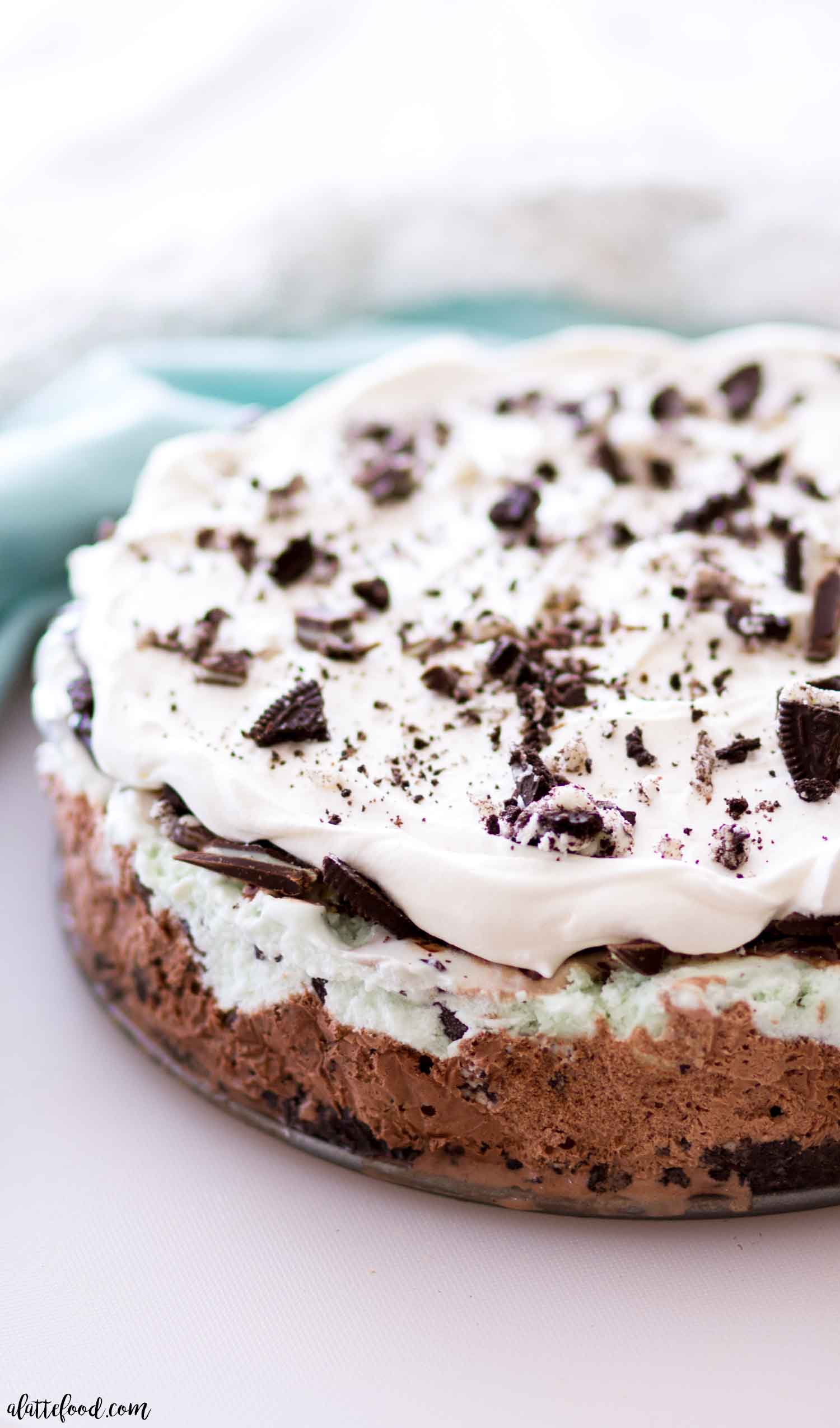 Mint Chocolate Ice Cream Pie with Oreo Crust A Latte Food